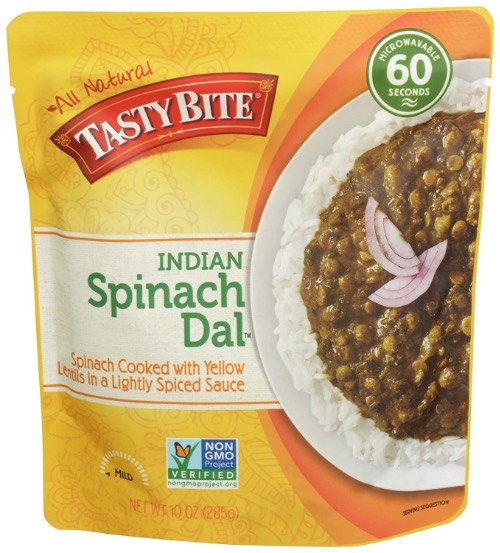 tasty bite spinach dal packet.