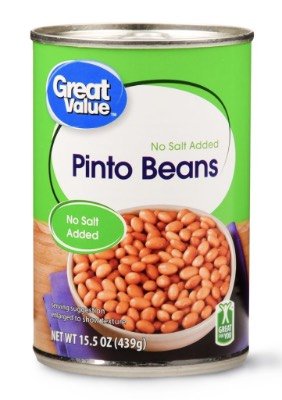 walmart canned pinto beans with no added salt.