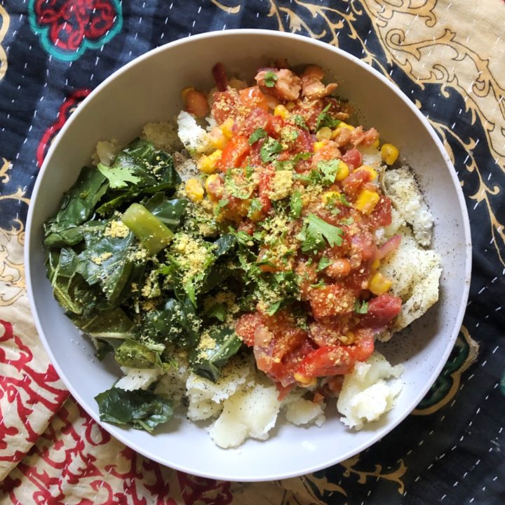 quick spicy bean and potato bowl.