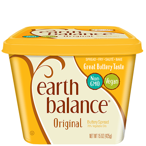 a tub of earth balance buttery spread.