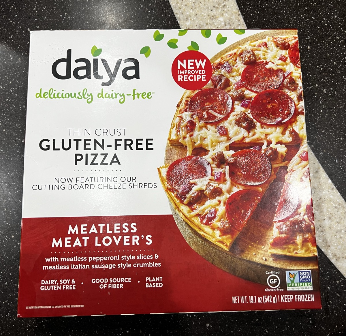 daiya frozen meat lovers pizza.