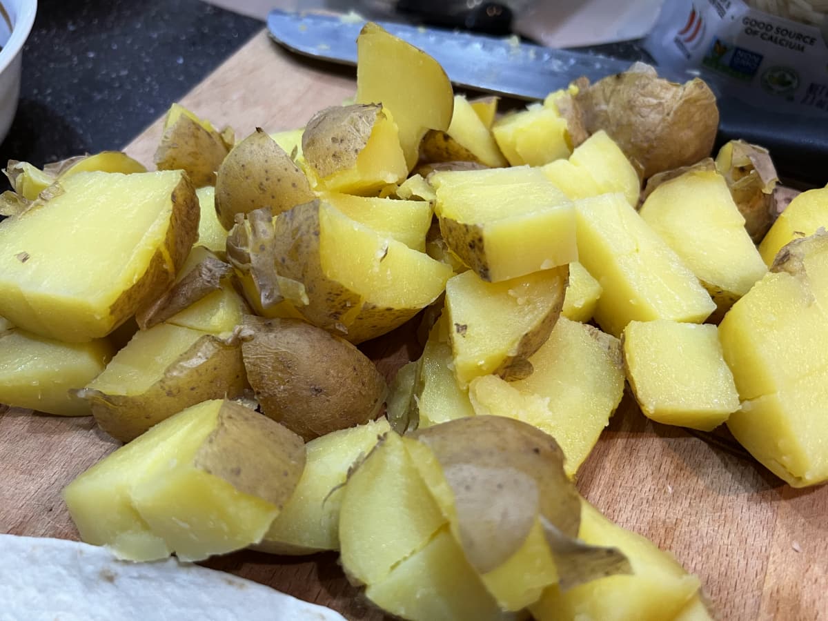 diced cooked yukon gold potatoes.