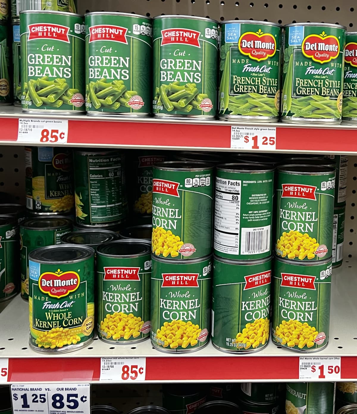 canned vegetables at family dollar.