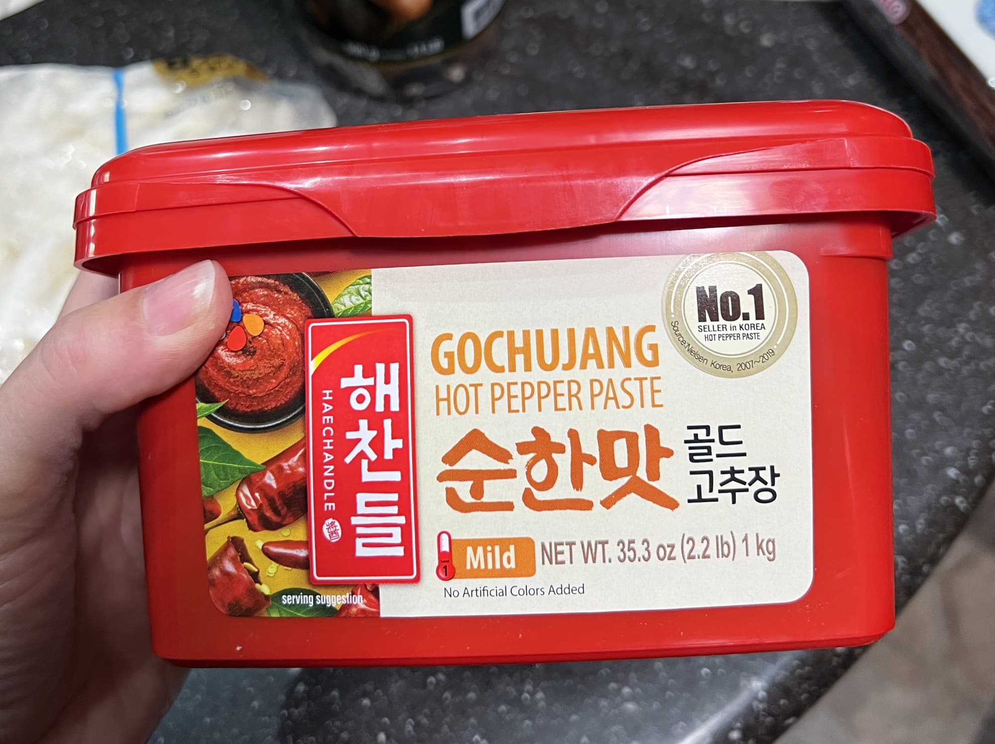 container of gochujang.